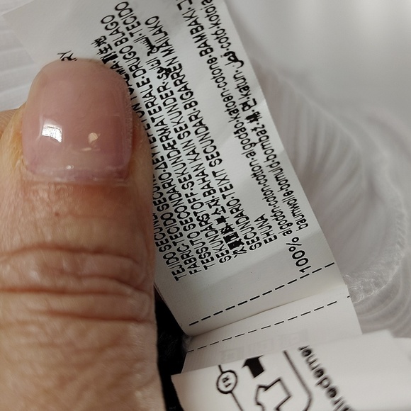 Zara Button Down Top Size Large White Ribbed Top Black Trim Short Sleeve Stretch - Picture 3 of 5